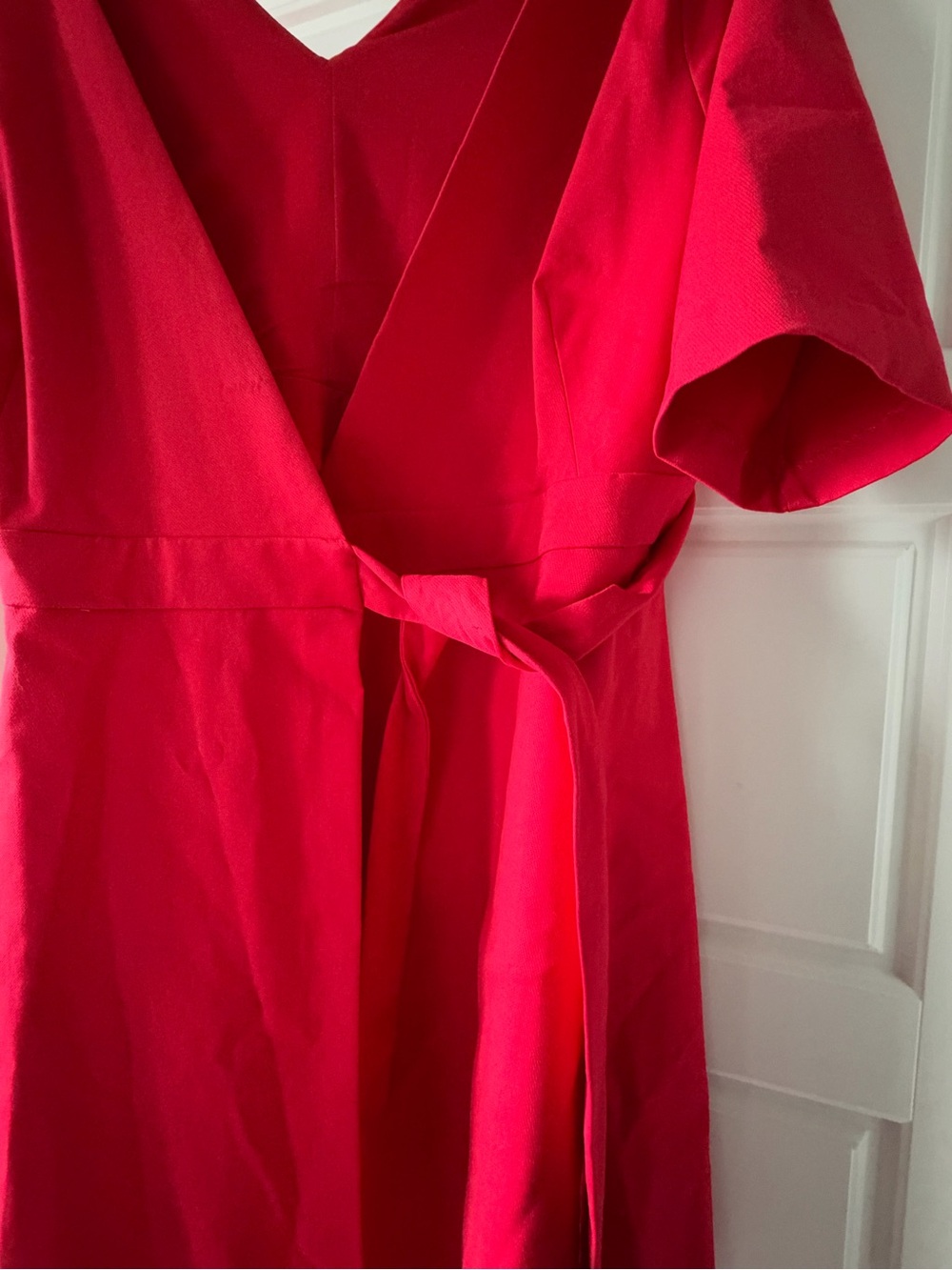 Zara Women’s Red Wrapped Pleated Quarter Sleeve Mini Dress - Picture 7 of 13